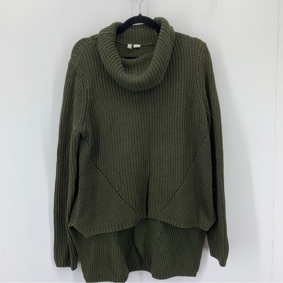 Moth Sweaters - Anthropologie Moth Womens Large Tunic High Low Cowl Neck Pullover Sweater Green
